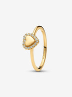 Anello Cuore e Pavè da incidere Placcatura in Oro 14k - 48 - ANELLO