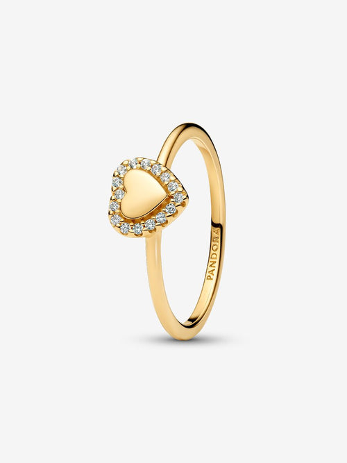 Anello Cuore e Pavè da incidere Placcatura in Oro 14k - 48 - ANELLO