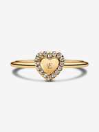 Anello Cuore e Pavè da incidere Placcatura in Oro 14k - ANELLO