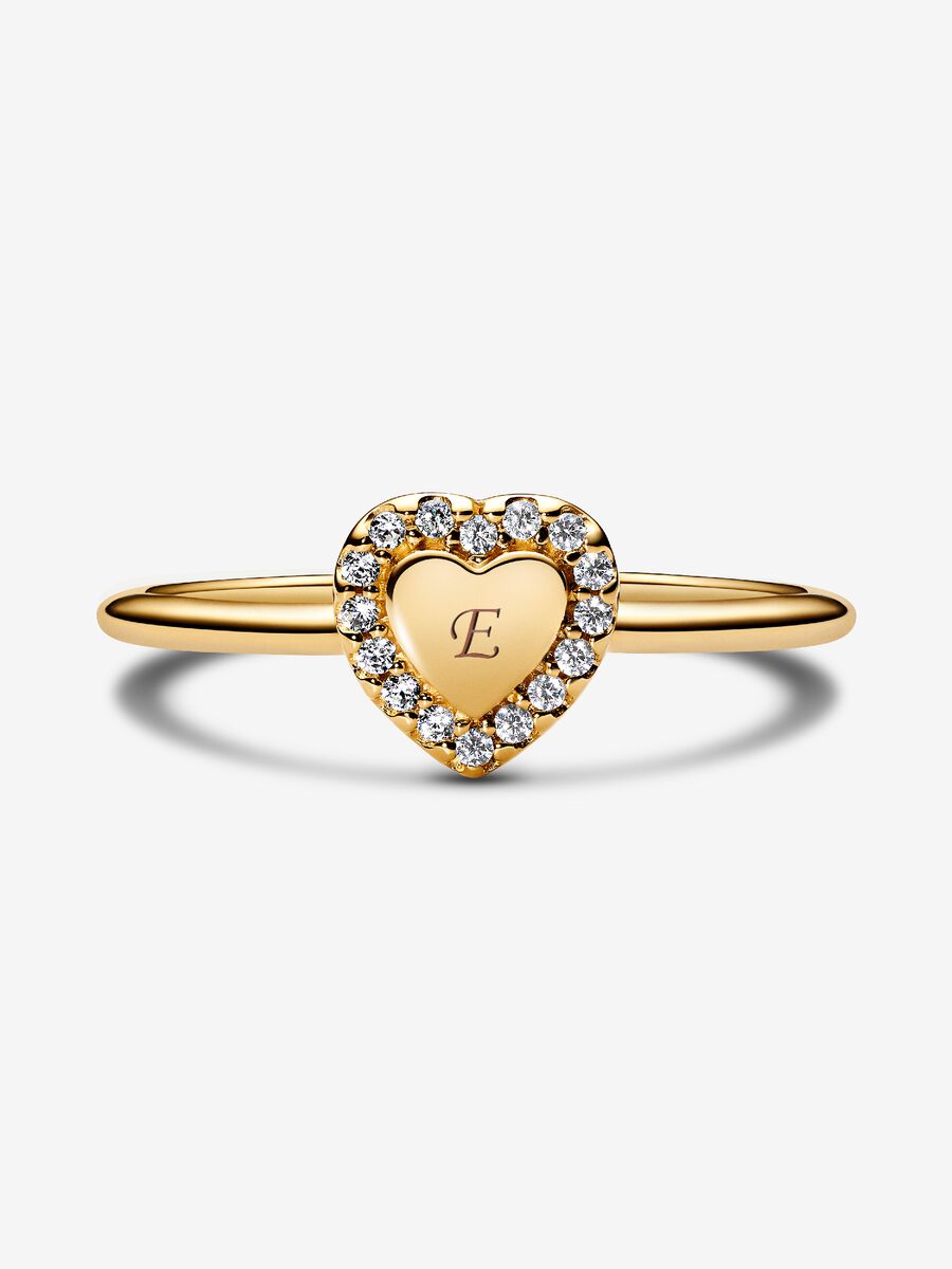 Anello Cuore e Pavè da incidere Placcatura in Oro 14k - ANELLO