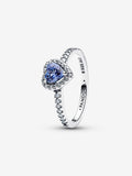 Anello Cuore in Rilievo Blu Argento Sterling 925 - 48 - ANELLO