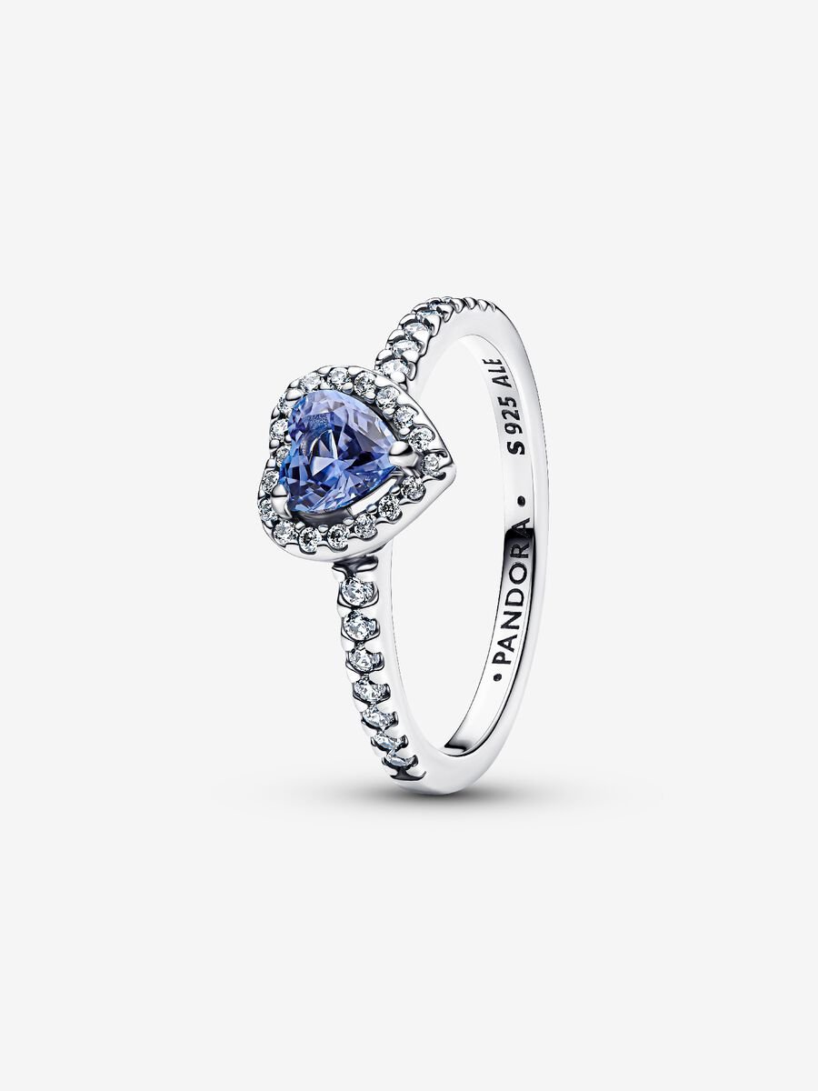 Anello Cuore in Rilievo Blu Argento Sterling 925 - 48 - ANELLO