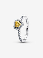 Anello Cuore in Rilievo Giallo Argento Sterling 925 - 48 - ANELLO