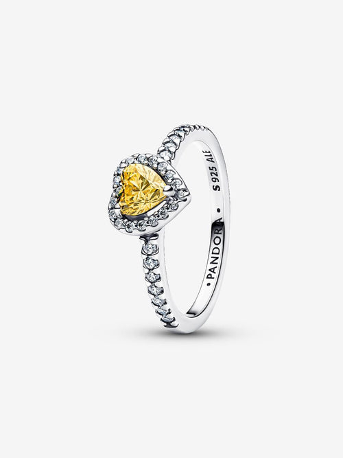 Anello Cuore in Rilievo Giallo Argento Sterling 925 - 48 - ANELLO