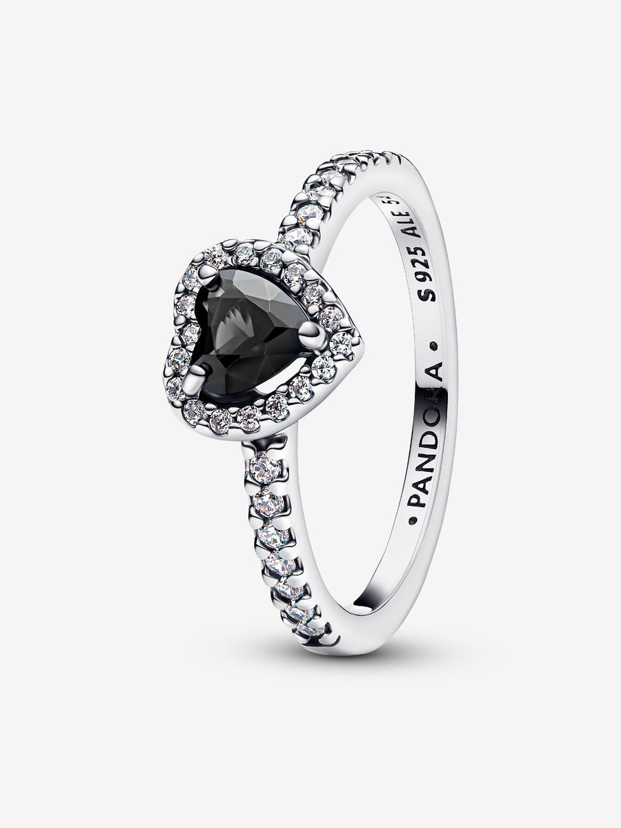 Anello Cuore in Rilievo Nero Argento Sterling 925 48 ANELLO
