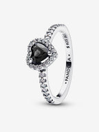 Anello Cuore in Rilievo Nero Argento Sterling 925 48 ANELLO