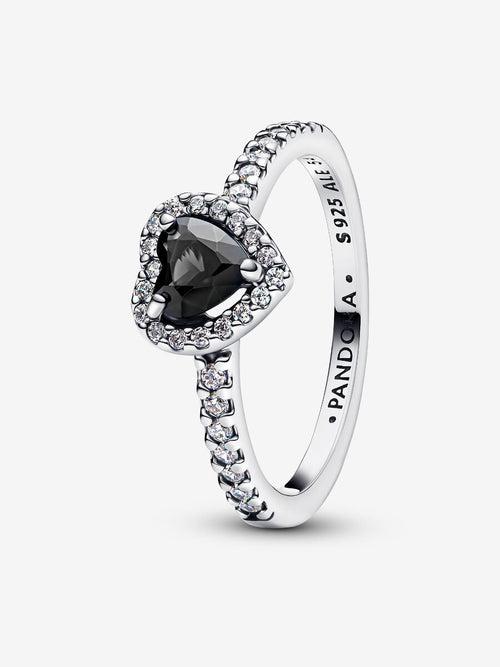 Anello Cuore in Rilievo Nero Argento Sterling 925 48 ANELLO
