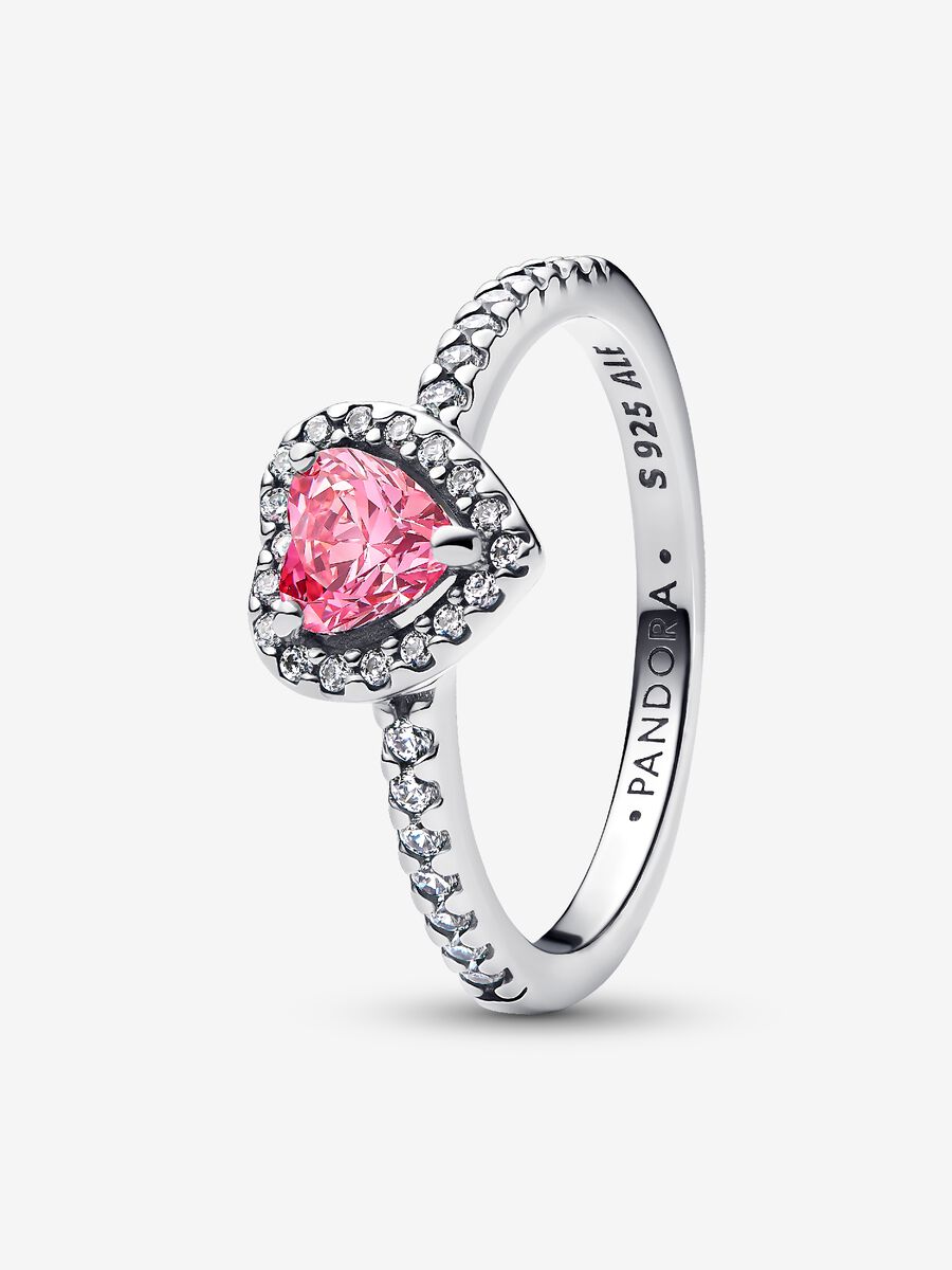 Anello Cuore in Rilievo Rosa Argento Sterling 925 - 48 - ANELLI