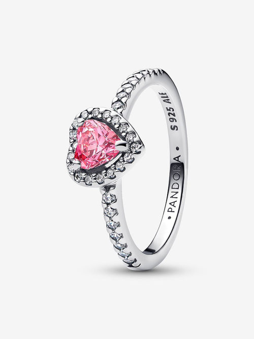 Anello Cuore in Rilievo Rosa Argento Sterling 925 - 48 - ANELLI