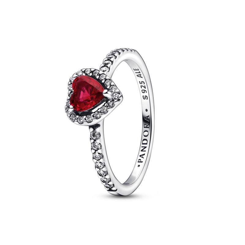 Anello Cuore Rosso e Pavè 60