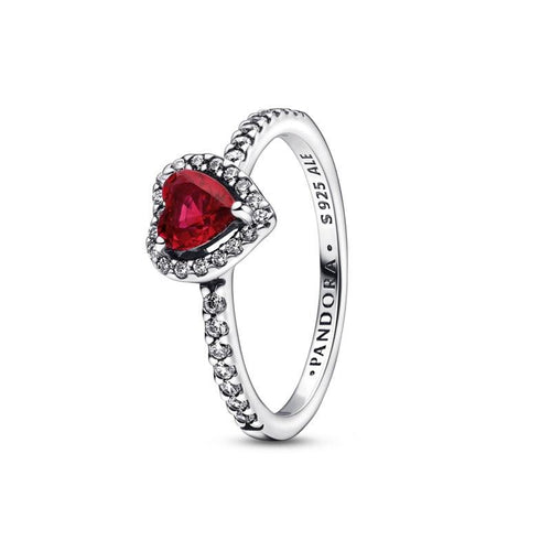 Anello Cuore Rosso e Pavè 60