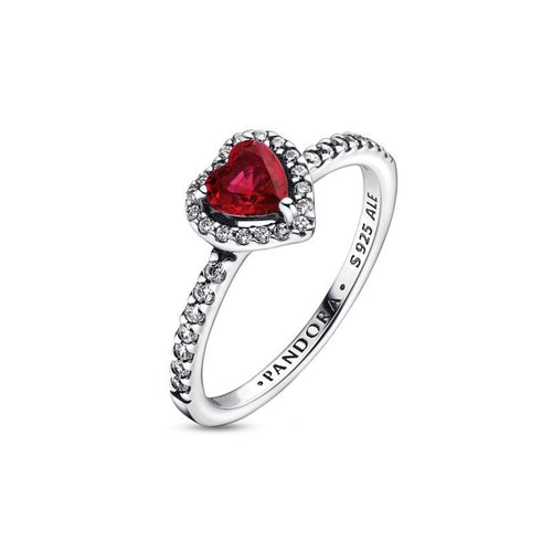 Anello Cuore Rosso e Pavè
