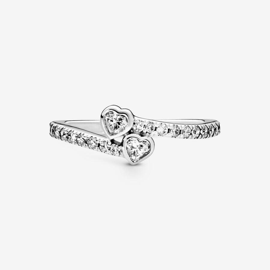 PANDORA Anello Moments con cuore e pavé, anello in argento Sterling Sterling con zirconia cubica trasparente, 54 PANDORA Anello Moments con cuore e pavé, anello in argento Sterling Sterling con zirconia cubica trasparente, 54