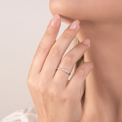 Anello Eternity in Oro Bianco e Diamanti ct. 0,10 - ANELLI