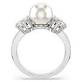 Anello Matrix Crystal Pearl, Taglio Round, Bianco, Placcato rodio 55