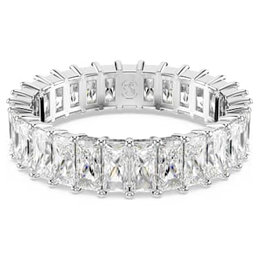 Anello MatrixTaglio baguette Bianco Placcato rodio - ANELLI