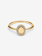 Anello Ovale e Pavè da incidere Placcatura in Oro 14k - ANELLI