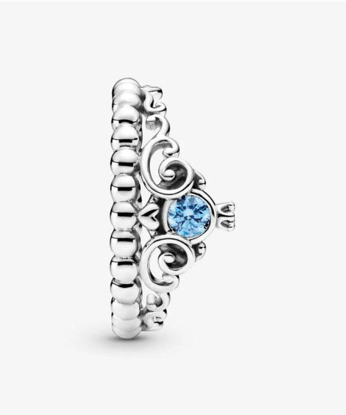Anello Pandora Disney con Tiara Blu di Cenerentola