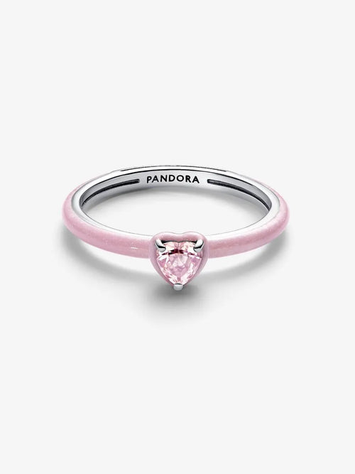 Anello Pandora Pink Chakra Heart in Argento Sterling 925 – Cristallo Rosa a Forma di Cuore - ANELLI