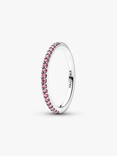 Anello Pavè Fascia Sottile Rosa Argento Sterling 925 - 48 - ANELLO