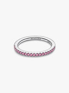Anello Pavè Fascia Sottile Rosa Argento Sterling 925 - ANELLO