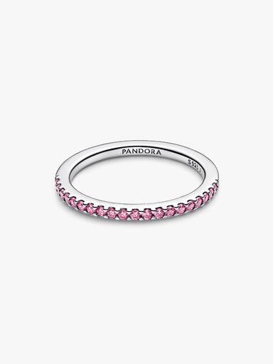 Anello Pavè Fascia Sottile Rosa Argento Sterling 925 - ANELLO