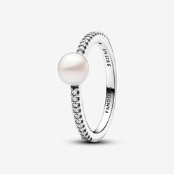 Anello Perla d’Acqua Dolce Coltivata e Pavè 60
