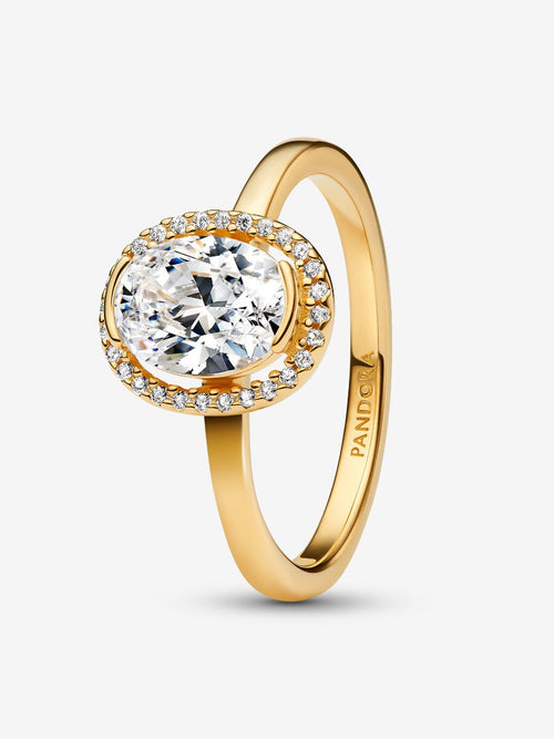 Anello Punto Luce Ovale Placcatura in Oro 14k - 48 - ANELLI