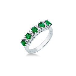 Anello Riviera Fantasia di Diamanti e Smeraldi - 12 - ANELLI