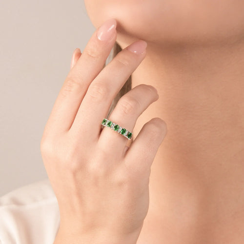 Anello Riviera Fantasia di Diamanti e Smeraldi - ANELLI