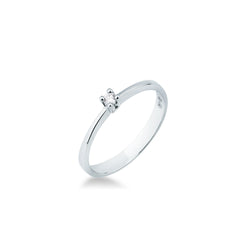 Anello Solitario Oro Bianco e Diamante ct. 0.04 - 12 - ANELLI