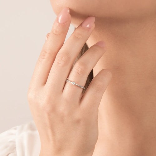 Anello Solitario Oro Bianco e Diamante ct. 0.04 - ANELLI