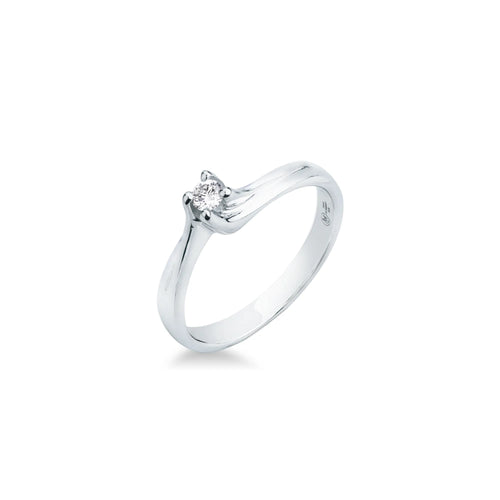 Anello Solitario Oro Bianco e Diamante ct. 0.13 - 12 - ANELLI
