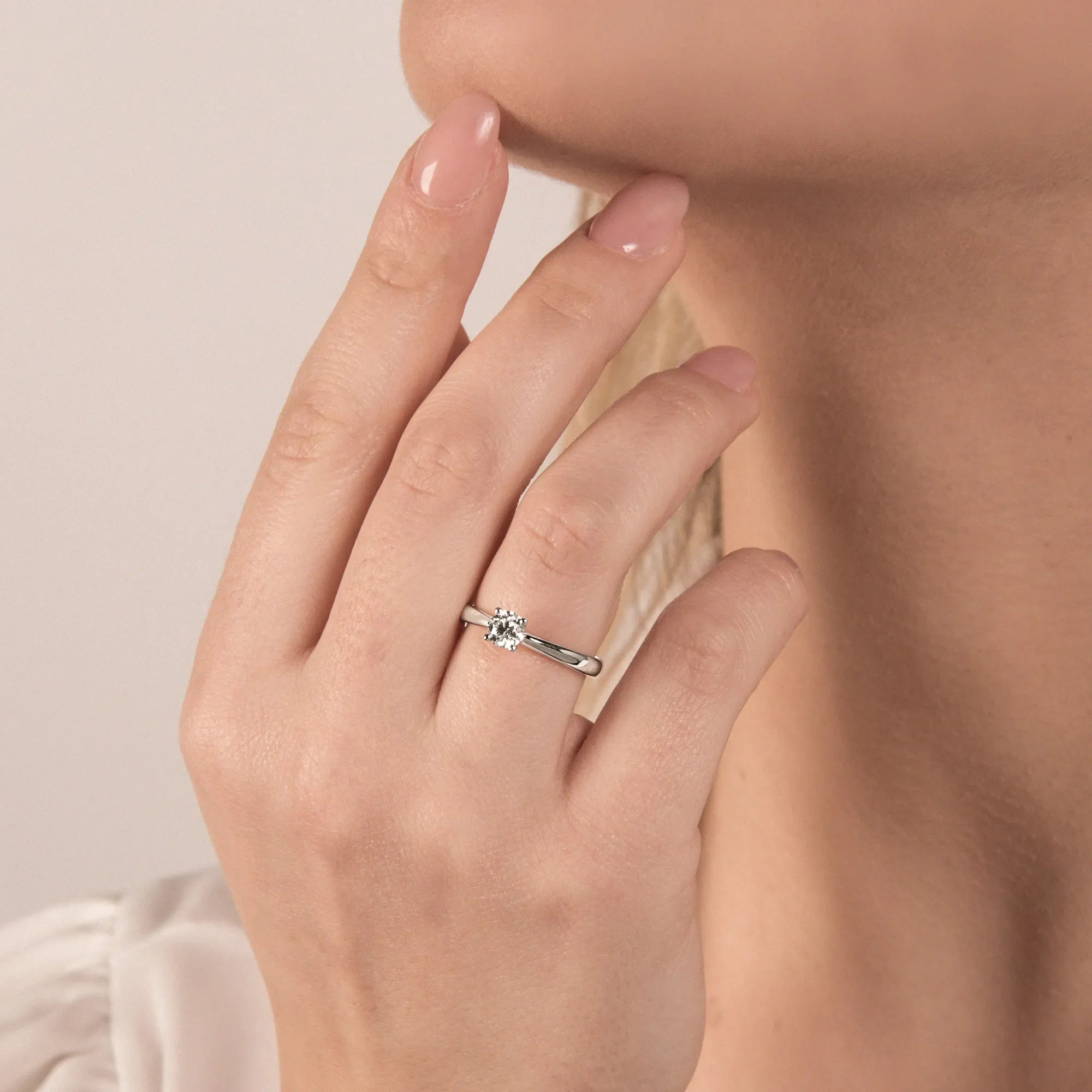 Anello Solitario Oro Bianco e Diamante ct. 0.50 - ANELLI