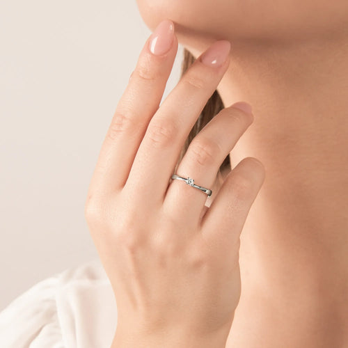 Anello Solitario oro Bianco e Diamanti ct.0.08 - ANELLI