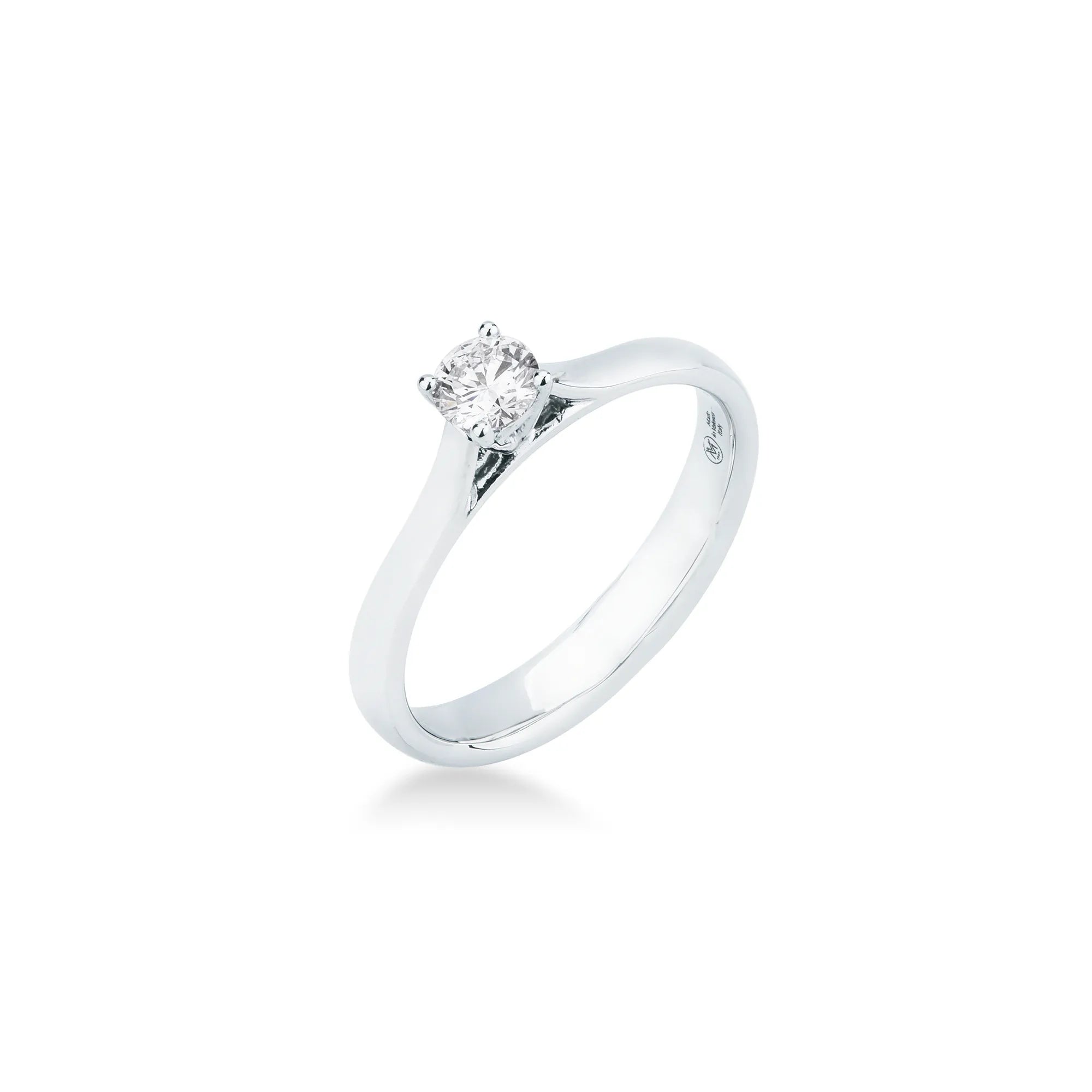 Anello Solitario Oro Bianco e Diamanti ct. 0.30 - 12 - ANELLI