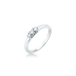Anello Trilogy 3 Diamanti in Oro Bianco ct. 0.15 - 12 - ANELLI