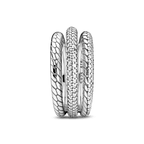 Anello Tripla Fascia Pavé Maglia Snake