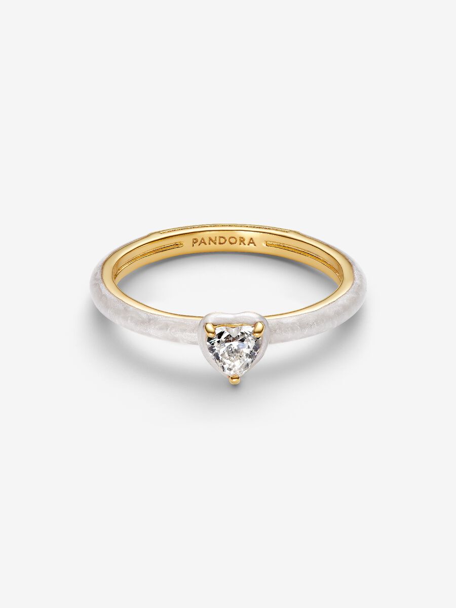 Anello White Chakra Heart Pandora ME Placcatura in Oro 14k - ANELLO
