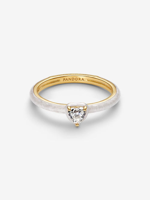 Anello White Chakra Heart Pandora ME Placcatura in Oro 14k - ANELLO