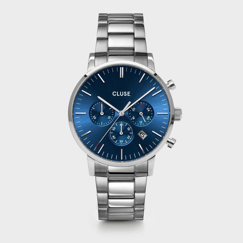 Aravis Chrono Acciaio Blu Scuro, Colore Argento