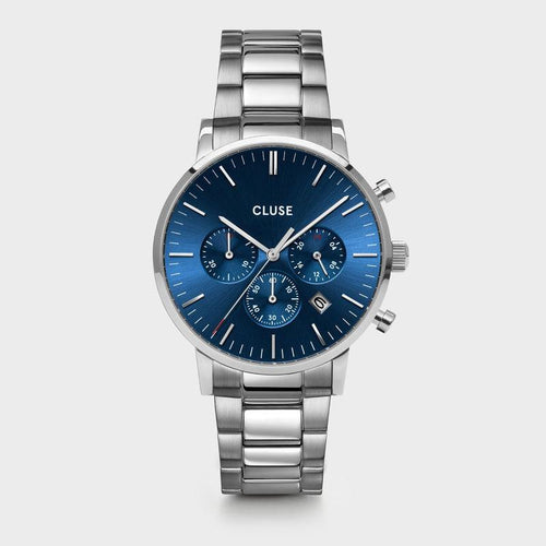 Aravis Chrono Acciaio Blu Scuro, Colore Argento