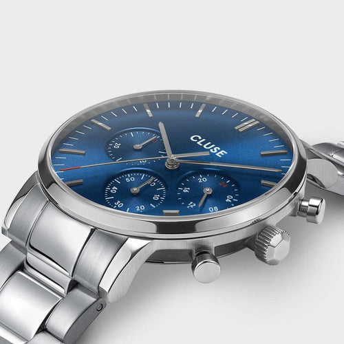 Aravis Chrono Acciaio Blu Scuro, Colore Argento