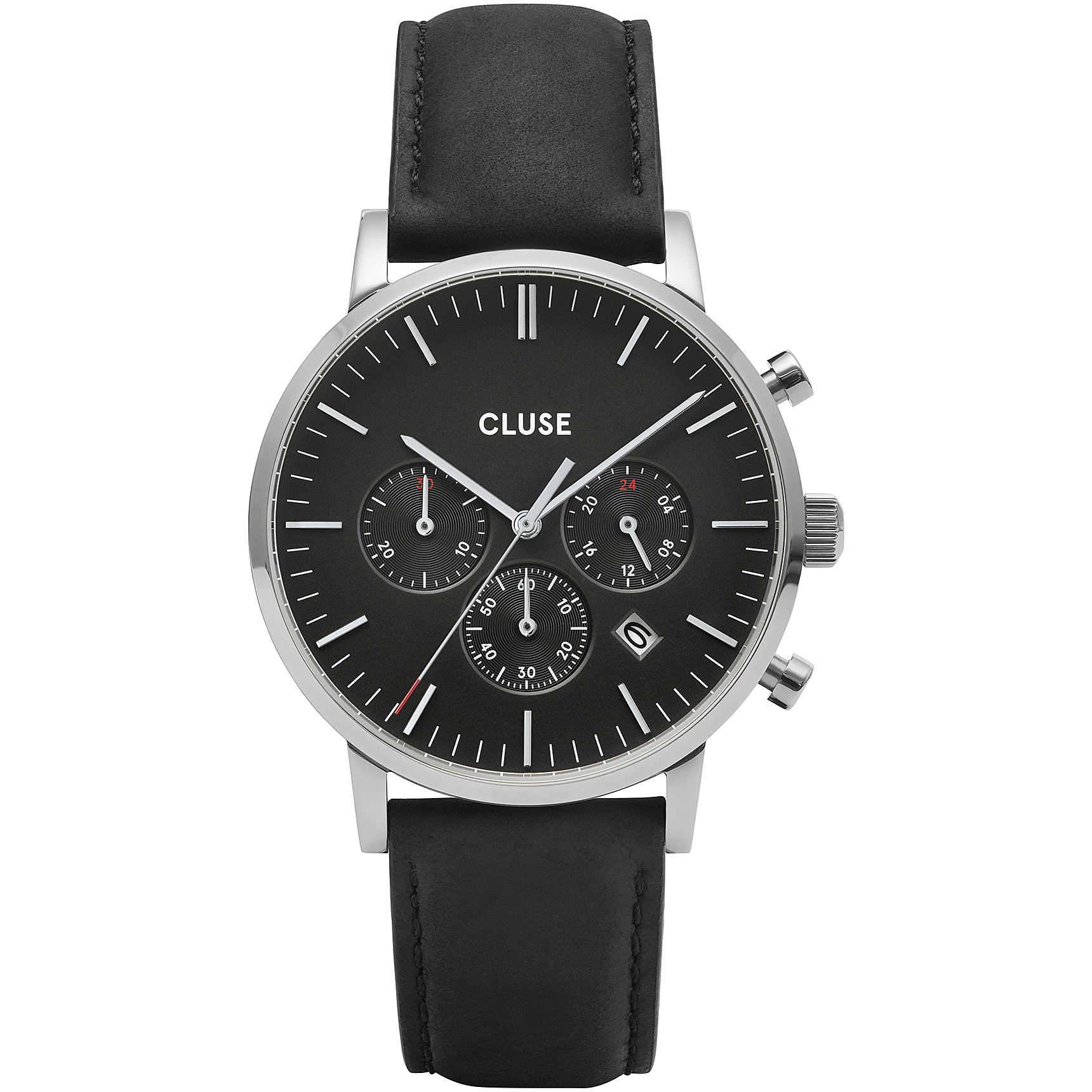Aravis Chrono Leather Black, Silver Colour