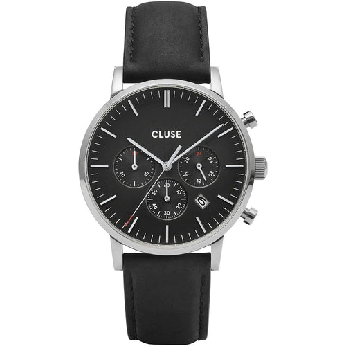 Aravis Chrono Leather Black, Silver Colour