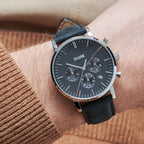 Aravis Chrono Leather Black, Silver Colour