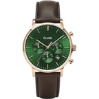 Aravis Chrono Leather Green, Rose Gold Colour