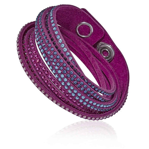 Bracciale avvolgente in pelle scamosciata 2 in 1 Slake Azzurro e Fucsia
