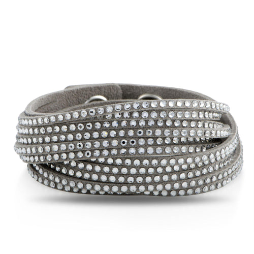 BRACCIALE AVVOLGENTE IN PELLE SCAMOSCIATA SWAROVSKI SLAKE GREY