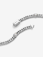 Bracciale Catena Maglia Cubana con Cuori Argento Sterling 925 - BRACCIALE